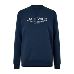 Jack Wills Heren Belvue Geborduurd Logo Sweatshirt (Marine)