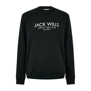 Jack Wills Heren Belvue Geborduurd Logo Sweatshirt (Zwart)