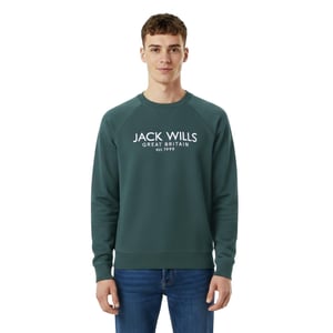 Jack Wills Heren Belvue Geborduurd Logo Sweatshirt (Pijnboom)