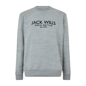 Jack Wills Heren Belvue Geborduurd Logo Sweatshirt (Grijze Mergel)