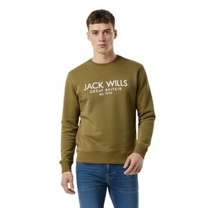 Jack Wills Heren Belvue Geborduurd Logo Sweatshirt (Blad)
