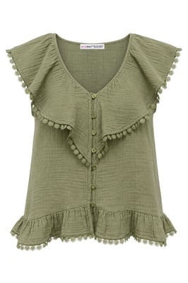 Katoenen V-hals Mouwloze Blouse