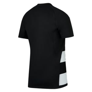 Nike Herrar Kontrasterande Randig Crew Neck Raglan Rugby T-Shirt (Svart/Vit)