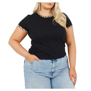 Brave Soul Dames/Dames T-shirt met luipaardprint Plus (Zwart/luipaard)