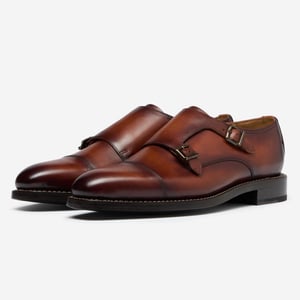 Oliver Sweeney Antiqued Calf Leather Double Monk Shoes