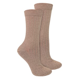 2 Pairs Ladies Organic Cotton Camel Wool Socks - Warm Comfort for Everyday Wear