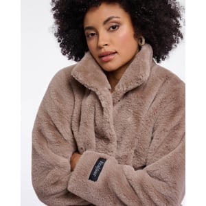 Rino & Pelle Nonna.7002611 rino en pelle single breasted faux fur coat mocha latte