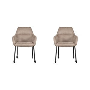 LABEL51 - Eetkamerstoel Lenny - Taupe - 64x56x84cm - Set van 2