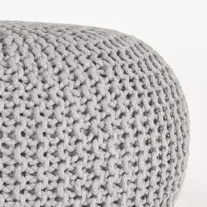 LABEL51 - Poefs Knitted - Lichtgrijs - 70x70x35cm