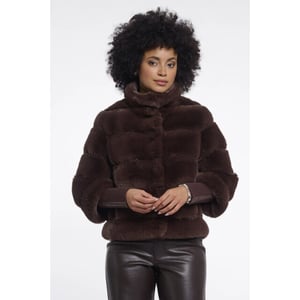 Rino & Pelle Feline.7002611 rino en pelle jacket with rib cuffs coffee roast
