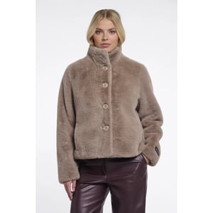 Rino & Pelle Vie.7002611 rino en pelle single breasted faux fur jacket mocha latte