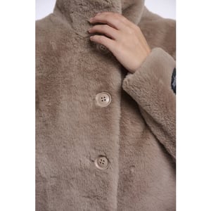 Rino & Pelle Vie.7002611 rino en pelle single breasted faux fur jacket mocha latte