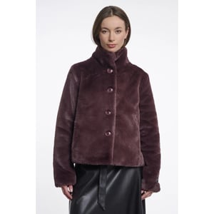 Rino & Pelle Vie.7002611 rino en pelle single breasted faux fur jacket chocolate bean