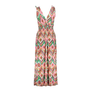 Geisha 67425-60 mila 615 dress smock jersey aop pr.01-26-2 teal/fuchsia