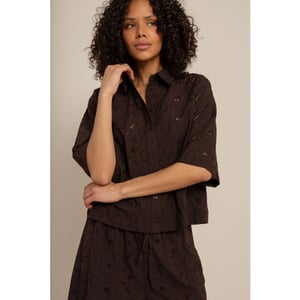 Studio Anneloes nyra broderie blouse 13997 8700 espresso