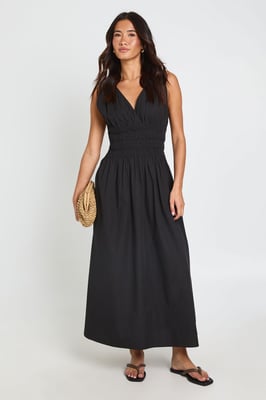 Shirred Waist Midaxi Dress