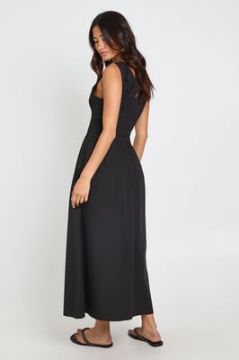 Shirred Waist Midaxi Dress