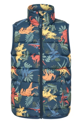 'Rocko' Kids Printed Gilet Water Resistant Padded Rain Jacket Multicolour