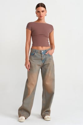Dames Mid-Waist Wijde Pijpen Katoenen Jeans