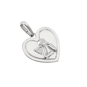 Sterling Silver Heart Cherub Pendant Charm