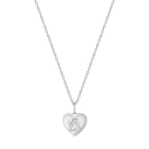 Sterling Silver Heart Cherub Pendant Charm
