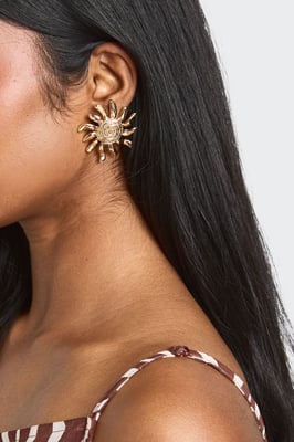 Embossed Sun Stud Earrings