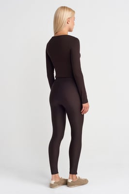 Hoge Taille Skinny Legging met Ritssluiting Detail
