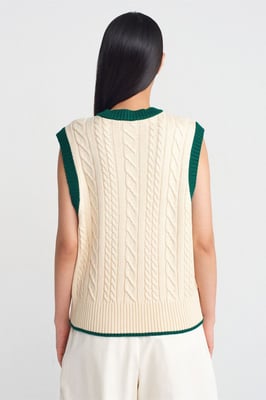 Dames Kabelgebreide V-hals Sweatervest