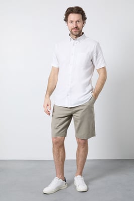 Khaki Premium Cotton Linen Shorts