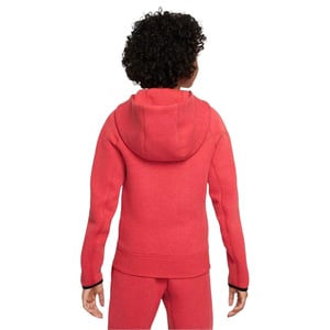 Nike Technische fleece-hoodie met doorlopende rits voor kinderen (Rood/zwart)