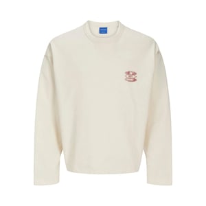 Jack And Jones Sweatshirt med droppärm, boxy, grafiskt tryck, för herrar (Ecru)
