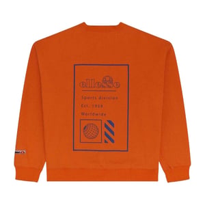 Ellesse Långärmad tröja för män med logotyp och ribbad krage (Orange)