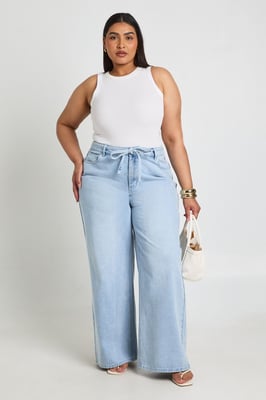 Plus Tie Waist Wide Leg Jean