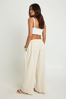 Cheesecloth Frill Detail Wide Leg Trouser