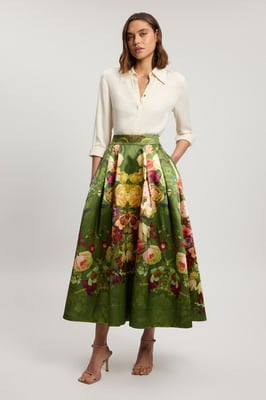 Floral Twill Woven Prom Skirt