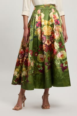 Floral Twill Woven Prom Skirt