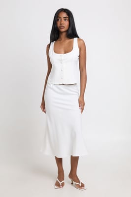 Trim Detail Tailored Midi Skirt