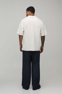 Baggy Fit Pinstripe Pleat Front Tailored Trousers