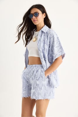 Overmaatse Gestreepte Co-ord Set met Franje Detail