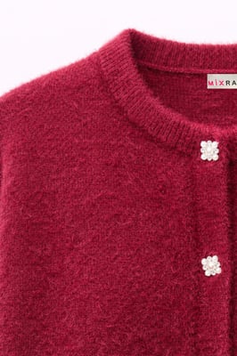 Oversized Jacquard Knopen Cardigan