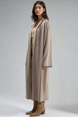 Relaxed Fit Langlijn Open-Front Sjawl Kraag Gebreide Cardigan