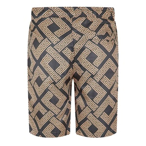 Criminal Damage Heren Roman Fleece Greek Key Korte broek (Zwart/Goud)