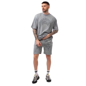 Hype Mens Letterman Sweat Shorts (Grey Marl)