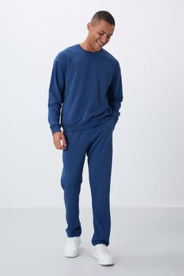 Heren Katoen-Polyester Fleece Sweater en Broek Set