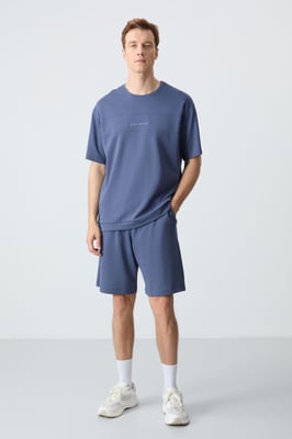 Herr Oversized T-shirt och Shorts-set i Bomullsblandning