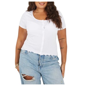 Brave Soul Dames/Dames Geribd Plus T-shirt (Wit)
