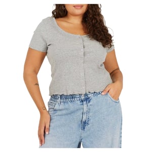 Brave Soul Dames/Dames Geribd Plus T-shirt (Grijze Mergel)