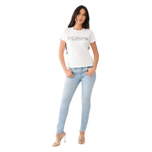 True Religion Smal T-shirt med logotyp och rund hals för damer (Optic White)