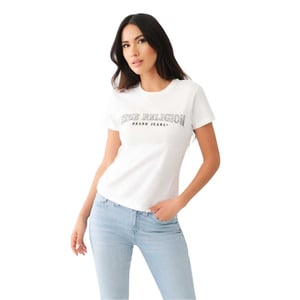 True Religion Smal T-shirt med logotyp och rund hals för damer (Optic White)