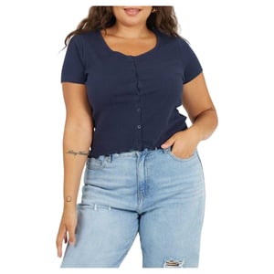 Brave Soul Dames/Dames Geribd Plus T-shirt (Marine)